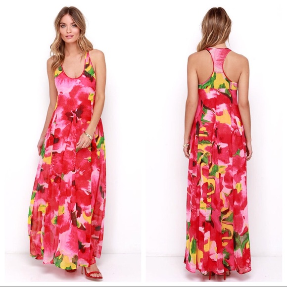 fuchsia floral maxi dress